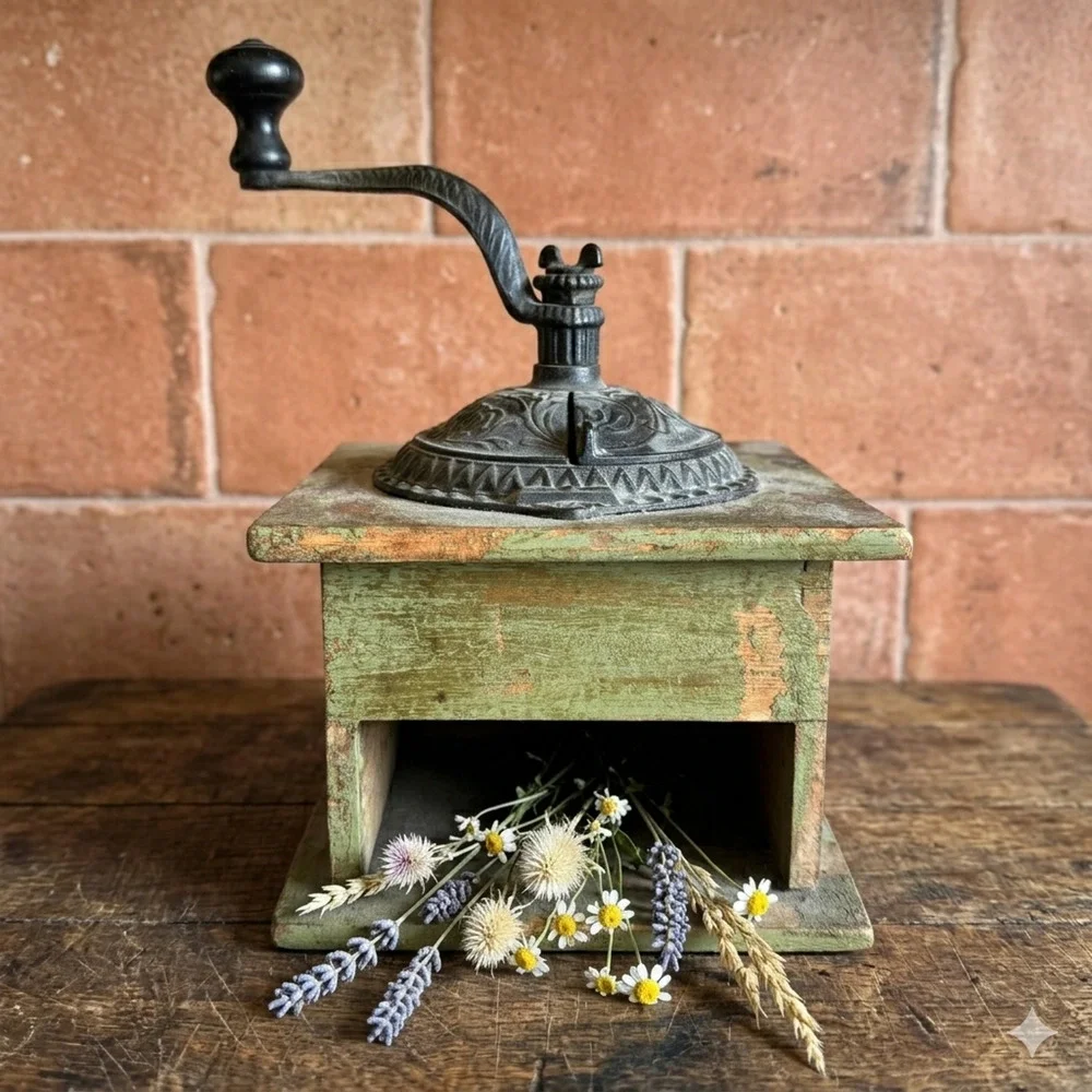 Antique Imperial Coffee Grinder Mill Cast Iron Green, Late 1800s Farmhouse Decor - Picture 8 of 10